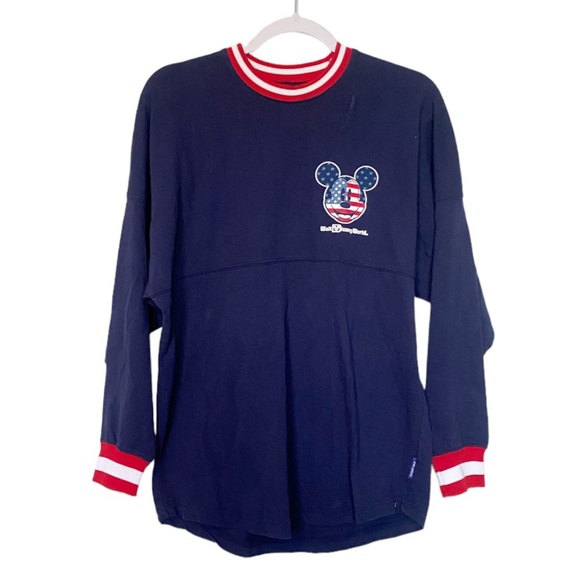 Walt Disney World Mickey Mouse Flag July 4th Spirit Jersey Red White Blue Sz XS - Picture 3 of 12